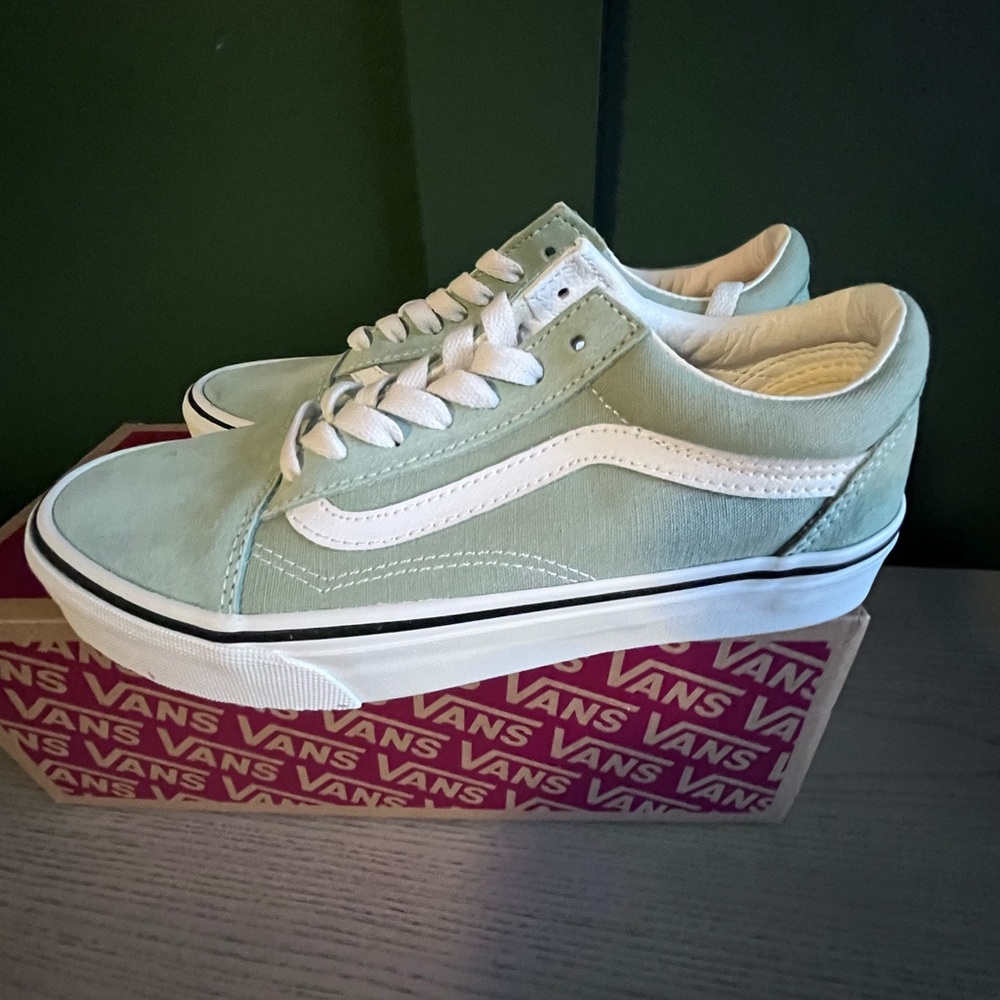 Vans Pastel Green and White Sneakers